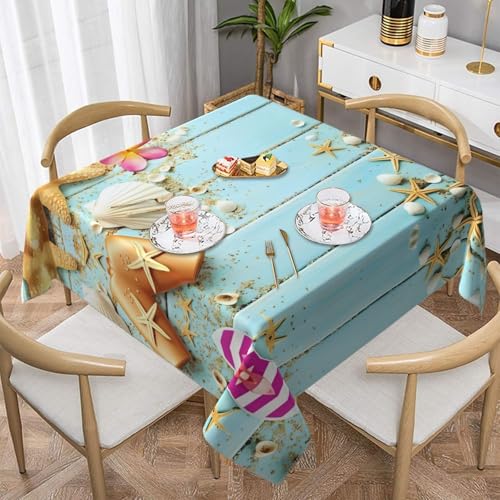 JaoXer Quadratische Tischdecke mit Strandmotiv – perfekt für drinnen und draußen, Esstisch, Couchtisch und Büro-Meetings JaoXer Quadratische Tischdecke mit Strandmotiv – perfekt für drinnen und draußen, Esstisch, Couchtisch und Büro-Meetings von JaoXer
