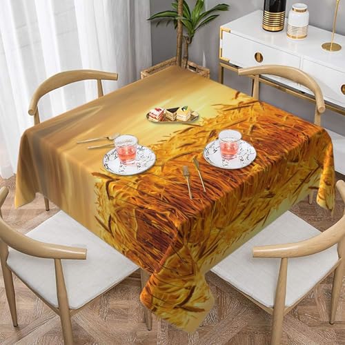 JaoXer Quadratische Tischdecke mit Weizenfelddruck, perfekt für drinnen und draußen, Esstisch, Couchtisch und Bürokonferenzen von JaoXer