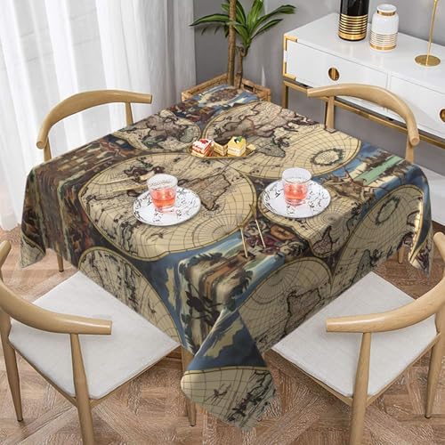 JaoXer Quadratische Tischdecke mit Weltkugel-Druck, perfekt für drinnen und draußen, Esstisch, Couchtisch und Bürotreffen JaoXer Quadratische Tischdecke mit Weltkugel-Druck, perfekt für drinnen und draußen, Esstisch, Couchtisch und Bürotreffen von JaoXer