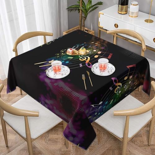 JaoXer Quadratische Tischdecke mit buntem Musiknoten-Druck, perfekt für drinnen und draußen, Esstisch, Couchtisch und Bürokonferenzen JaoXer Quadratische Tischdecke mit buntem Musiknoten-Druck, perfekt für drinnen und draußen, Esstisch, Couchtisch und Bürokonferenzen von JaoXer