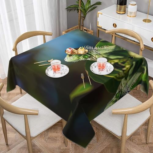 JaoXer Quadratische Tischdecke mit grünem Eidechsenmuster – perfekt für drinnen und draußen, Esstisch, Couchtisch und Bürokonferenzen von JaoXer