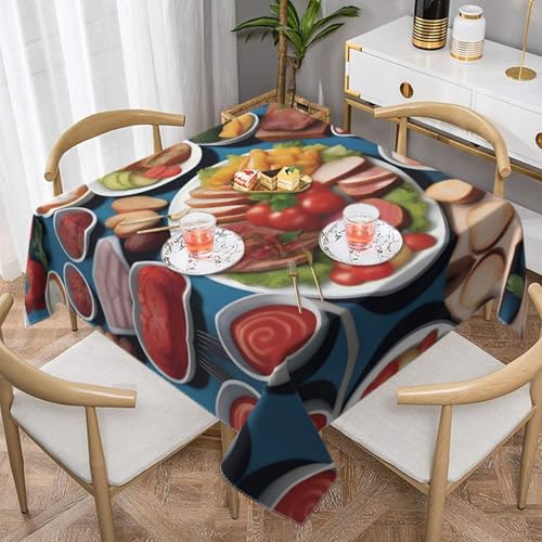 JaoXer Quadratische Tischdecke mit köstlichem Festdruck, perfekt für drinnen und draußen, Esstisch, Couchtisch und Bürokonferenzen von JaoXer