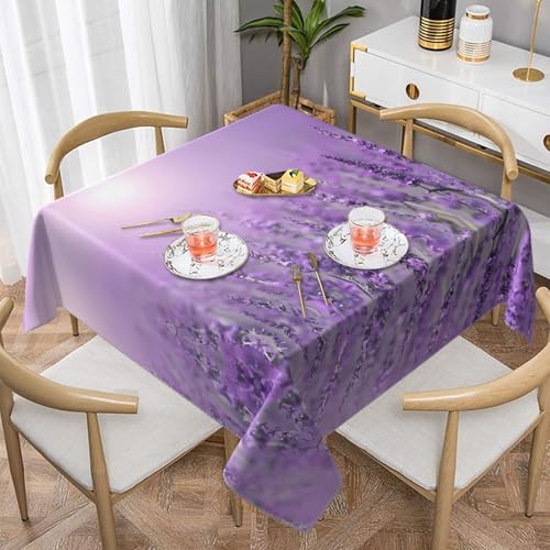 JaoXer Quadratische Tischdecke mit romantischem Lavendeldruck – perfekt für drinnen und draußen, Esstisch, Couchtisch und Bürokonferenzen von JaoXer
