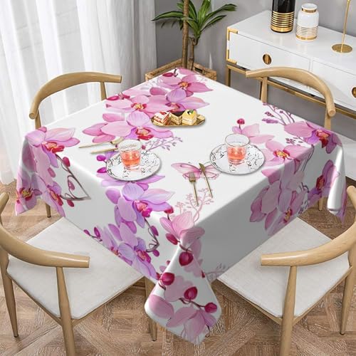 JaoXer Quadratische Tischdecke mit rosa Blumen und Schmetterlingen – perfekt für drinnen und draußen, Esstisch, Couchtisch und Bürokonferenzen JaoXer Quadratische Tischdecke mit rosa Blumen und Schmetterlingen – perfekt für drinnen und draußen, Esstisch, Couchtisch und Bürokonferenzen von JaoXer