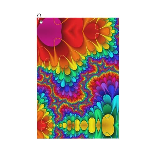 JaoXer Rainbow Tie Dye Red Print Golf Club Handtuch für Männer & Frauen - Tragbar mit Karabinerhaken - Perfekt für Sport, Yoga, Fitnessstudio, Strand JaoXer Rainbow Tie Dye Red Print Golf Club Handtuch für Männer & Frauen - Tragbar mit Karabinerhaken - Perfekt für Sport, Yoga, Fitnessstudio, Strand von JaoXer