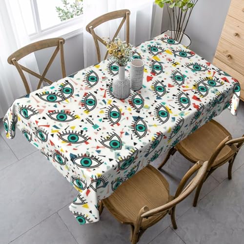 JaoXer Rechteckige Tischdecke mit Augenaufdruck, waschbar, klassische Küchendekoration für Esstisch, Tischplatte, Party-Tischdecken JaoXer Rechteckige Tischdecke mit Augenaufdruck, waschbar, klassische Küchendekoration für Esstisch, Tischplatte, Party-Tischdecken von JaoXer