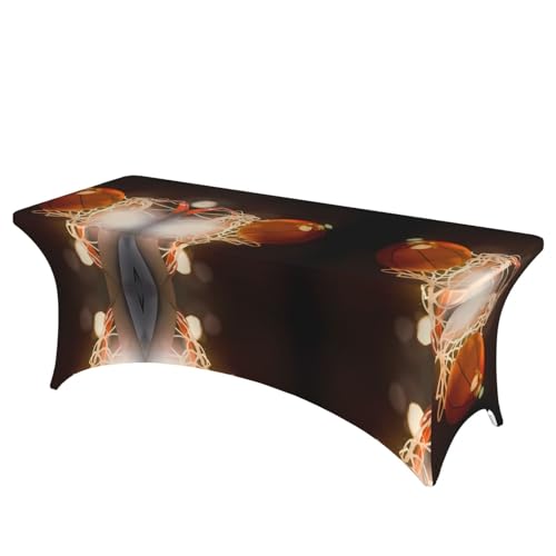 JaoXer Rechteckige Tischdecke mit Basketball-Druck, abwischbar, dehnbar, langlebig, für den Innen- und Außenbereich JaoXer Rechteckige Tischdecke mit Basketball-Druck, abwischbar, dehnbar, langlebig, für den Innen- und Außenbereich von JaoXer