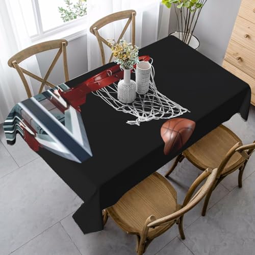 JaoXer Rechteckige Tischdecke mit Basketball-Druck, waschbar, klassische Küchendekoration für Esstisch, Tischplatte, Party-Tischdecken von JaoXer