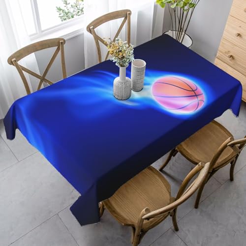 JaoXer Rechteckige Tischdecke mit Basketballball-Druck, waschbar, klassische Küchendekoration für Esstisch, Tischplatte, Party-Tischdecken JaoXer Rechteckige Tischdecke mit Basketballball-Druck, waschbar, klassische Küchendekoration für Esstisch, Tischplatte, Party-Tischdecken von JaoXer