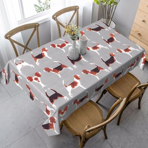 JaoXer Rechteckige Tischdecke mit Beagle-Muster, waschbar, klassische Küchendekoration für Esstisch, Tischplatte, Party-Tischdecken von JaoXer