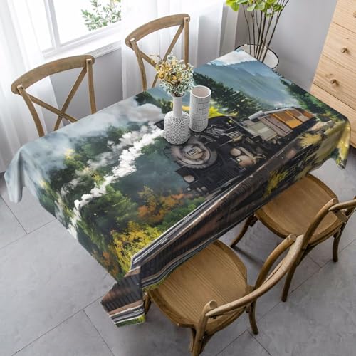 JaoXer Rechteckige Tischdecke mit Dampfzug-Druck, waschbar, klassische Küchendekoration für Esstisch, Tischplatte, Party-Tischdecken JaoXer Rechteckige Tischdecke mit Dampfzug-Druck, waschbar, klassische Küchendekoration für Esstisch, Tischplatte, Party-Tischdecken von JaoXer