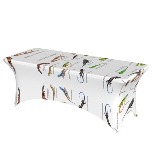 JaoXer Rechteckige Tischdecke mit Eidechsenaufdruck, abwischbar, dehnbar, langlebig, für den Innen- und Außenbereich von JaoXer