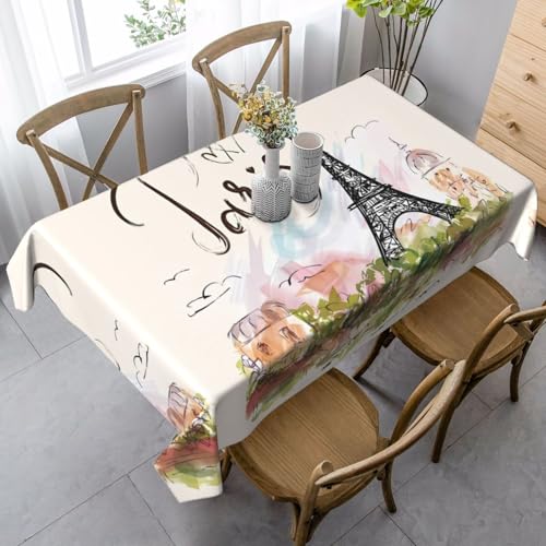 JaoXer Rechteckige Tischdecke mit Eiffelturm-Druck, waschbar, klassische Küchendekoration für Esstisch, Tischplatte, Party-Tischdecken JaoXer Rechteckige Tischdecke mit Eiffelturm-Druck, waschbar, klassische Küchendekoration für Esstisch, Tischplatte, Party-Tischdecken von JaoXer