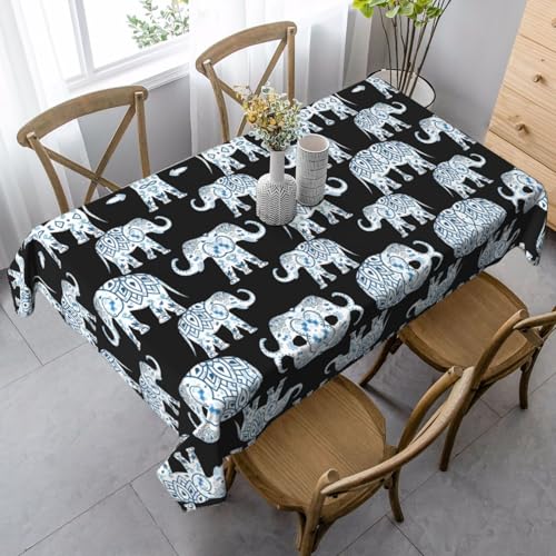JaoXer Rechteckige Tischdecke mit Elefanten-Druck, waschbar, klassische Küchendekoration für Esstisch, Tischplatte, Party-Tischdecken JaoXer Rechteckige Tischdecke mit Elefanten-Druck, waschbar, klassische Küchendekoration für Esstisch, Tischplatte, Party-Tischdecken von JaoXer