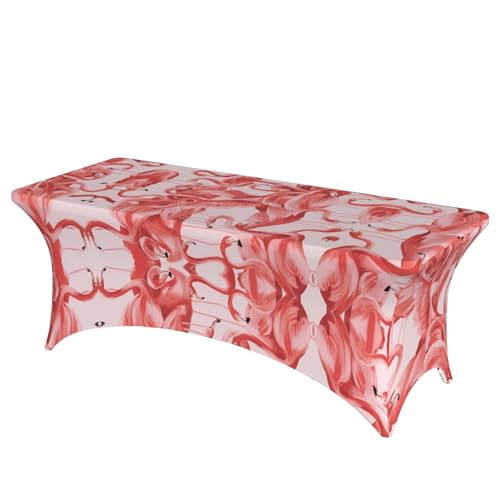 JaoXer Rechteckige Tischdecke mit Flamingo-Druck, abwischbar, dehnbar, langlebig, für den Innen- und Außenbereich von JaoXer