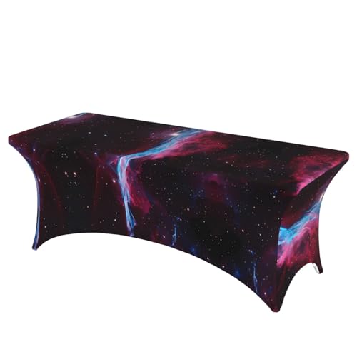 JaoXer Rechteckige Tischdecke mit Galaxie-Motiv, abwischbar, dehnbar, langlebig, für den Innen- und Außenbereich von JaoXer