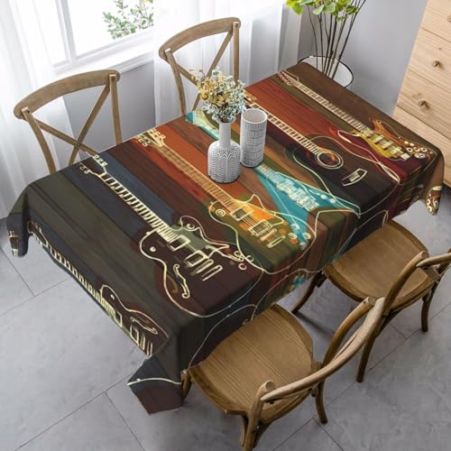 JaoXer Rechteckige Tischdecke mit Gitarren-Druck, waschbar, klassische Küchendekoration für Esstisch, Tischplatte, Party-Tischdecken JaoXer Rechteckige Tischdecke mit Gitarren-Druck, waschbar, klassische Küchendekoration für Esstisch, Tischplatte, Party-Tischdecken von JaoXer