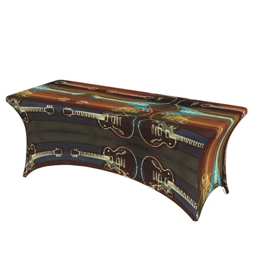 JaoXer Rechteckige Tischdecke mit Gitarren-Kunstdruck, abwischbar, dehnbar, langlebig, für den Innen- und Außenbereich JaoXer Rechteckige Tischdecke mit Gitarren-Kunstdruck, abwischbar, dehnbar, langlebig, für den Innen- und Außenbereich von JaoXer