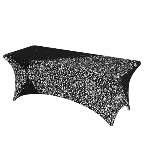 JaoXer Rechteckige Tischdecke mit Glitzer-Druck, abwischbar, dehnbar, langlebig, für den Innen- und Außenbereich JaoXer Rechteckige Tischdecke mit Glitzer-Druck, abwischbar, dehnbar, langlebig, für den Innen- und Außenbereich von JaoXer