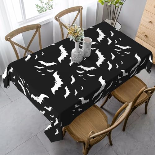 JaoXer Rechteckige Tischdecke mit Halloween-Motiv mit fliegenden Fledermäusen – waschbar, klassische Küchendekoration für Esstisch, Tischplatte, Party-Tischdecken JaoXer Rechteckige Tischdecke mit Halloween-Motiv mit fliegenden Fledermäusen – waschbar, klassische Küchendekoration für Esstisch, Tischplatte, Party-Tischdecken von JaoXer