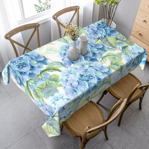 JaoXer Rechteckige Tischdecke mit Hortensien-Aquarelldruck, waschbar, klassische Küchendekoration für Esstisch, Tischplatte, Party-Tischdecken JaoXer Rechteckige Tischdecke mit Hortensien-Aquarelldruck, waschbar, klassische Küchendekoration für Esstisch, Tischplatte, Party-Tischdecken von JaoXer