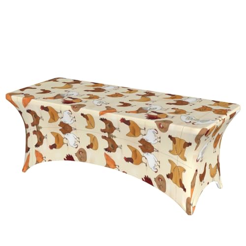 JaoXer Rechteckige Tischdecke mit Hühnerbrut, abwischbar, dehnbar, langlebig, für den Innen- und Außenbereich von JaoXer