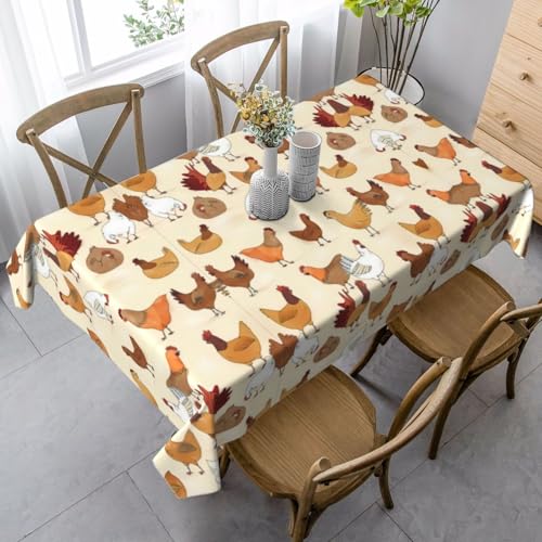 JaoXer Rechteckige Tischdecke mit Hühnerbrut, waschbar, klassische Küchendekoration für Esstisch, Tischplatte, Party-Tischdecken von JaoXer