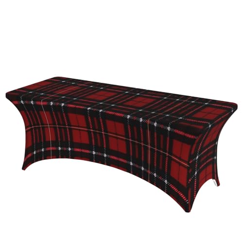 JaoXer Rechteckige Tischdecke mit Karomuster, abwischbar, dehnbar, langlebig, für den Innen- und Außenbereich geeignet, Rot und Schwarz von JaoXer