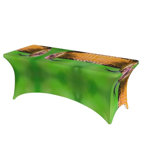 JaoXer Rechteckige Tischdecke mit Kobra-Schlangen-Druck, abwischbar, dehnbar, langlebig, für den Innen- und Außenbereich von JaoXer