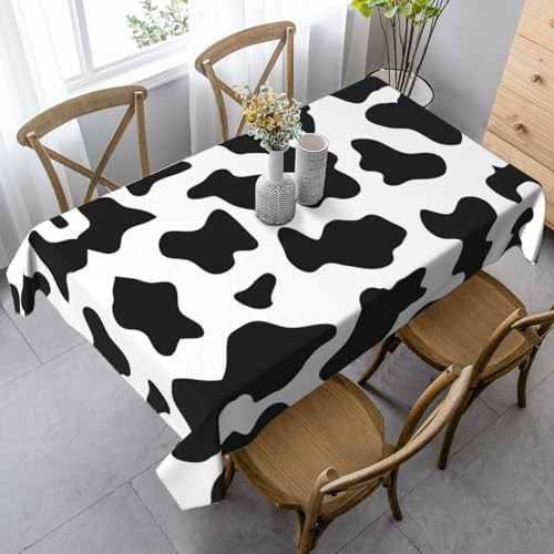 JaoXer Rechteckige Tischdecke mit Kuhdruck, waschbar, klassische Küchendekoration für Esstisch, Tischplatte, Party-Tischdecken von JaoXer
