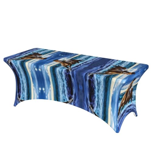 JaoXer Rechteckige Tischdecke mit Laufpferd-Druck, abwischbar, dehnbar, langlebig, für den Innen- und Außenbereich JaoXer Rechteckige Tischdecke mit Laufpferd-Druck, abwischbar, dehnbar, langlebig, für den Innen- und Außenbereich von JaoXer