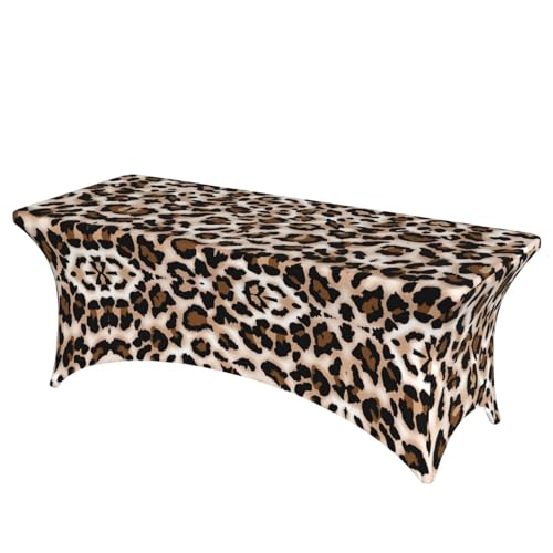 JaoXer Rechteckige Tischdecke mit Leopardenmuster, abwischbar, dehnbar, langlebig, für den Innen- und Außenbereich JaoXer Rechteckige Tischdecke mit Leopardenmuster, abwischbar, dehnbar, langlebig, für den Innen- und Außenbereich von JaoXer