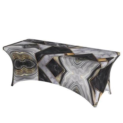 JaoXer Rechteckige Tischdecke mit Marmorstruktur, Golddruck, abwischbar, dehnbar, langlebig, für den Innen- und Außenbereich JaoXer Rechteckige Tischdecke mit Marmorstruktur, Golddruck, abwischbar, dehnbar, langlebig, für den Innen- und Außenbereich von JaoXer