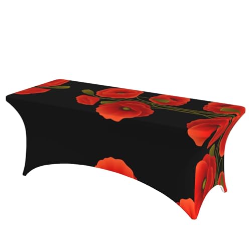 JaoXer Rechteckige Tischdecke mit Mohnblumen-Druck, abwischbar, dehnbar, langlebig, für den Innen- und Außenbereich JaoXer Rechteckige Tischdecke mit Mohnblumen-Druck, abwischbar, dehnbar, langlebig, für den Innen- und Außenbereich von JaoXer