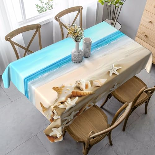 JaoXer Rechteckige Tischdecke mit Muschelsanddruck, waschbar, klassische Küchendekoration für Esstisch, Tischplatte, Party-Tischdecken JaoXer Rechteckige Tischdecke mit Muschelsanddruck, waschbar, klassische Küchendekoration für Esstisch, Tischplatte, Party-Tischdecken von JaoXer