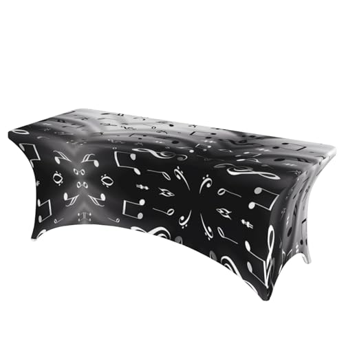 JaoXer Rechteckige Tischdecke mit Musiknoten-Druck, abwischbar, dehnbar, langlebig, für den Innen- und Außenbereich JaoXer Rechteckige Tischdecke mit Musiknoten-Druck, abwischbar, dehnbar, langlebig, für den Innen- und Außenbereich von JaoXer