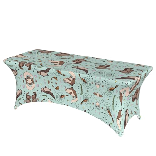 JaoXer Rechteckige Tischdecke mit Otter-Druck, abwischbar, dehnbar, langlebig, für den Innen- und Außenbereich JaoXer Rechteckige Tischdecke mit Otter-Druck, abwischbar, dehnbar, langlebig, für den Innen- und Außenbereich von JaoXer