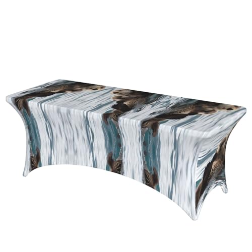JaoXer Rechteckige Tischdecke mit Otter-Druck, abwischbar, dehnbar, langlebig, für den Innen- und Außenbereich JaoXer Rechteckige Tischdecke mit Otter-Druck, abwischbar, dehnbar, langlebig, für den Innen- und Außenbereich von JaoXer