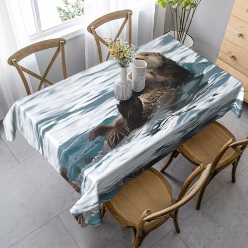JaoXer Rechteckige Tischdecke mit Otter-Druck, waschbar, klassische Küchendekoration für Esstisch, Tischplatte, Party-Tischdecken JaoXer Rechteckige Tischdecke mit Otter-Druck, waschbar, klassische Küchendekoration für Esstisch, Tischplatte, Party-Tischdecken von JaoXer