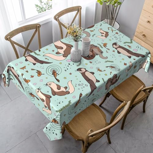 JaoXer Rechteckige Tischdecke mit Otter-Druck, waschbar, klassische Küchendekoration für Esstisch, Tischplatte, Party-Tischdecken JaoXer Rechteckige Tischdecke mit Otter-Druck, waschbar, klassische Küchendekoration für Esstisch, Tischplatte, Party-Tischdecken von JaoXer