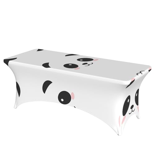 JaoXer Rechteckige Tischdecke mit Panda-Motiv, abwischbar, dehnbar, langlebig, für den Innen- und Außenbereich von JaoXer