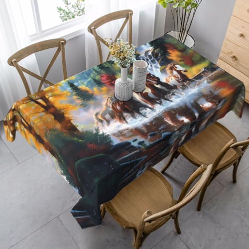 JaoXer Rechteckige Tischdecke mit Pferdemotiv, waschbar, klassische Küchendekoration für Esstisch, Tischplatte, Party-Tischdecken JaoXer Rechteckige Tischdecke mit Pferdemotiv, waschbar, klassische Küchendekoration für Esstisch, Tischplatte, Party-Tischdecken von JaoXer