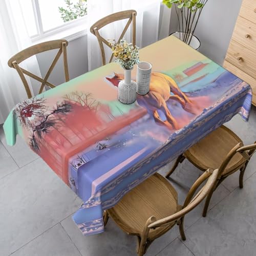 JaoXer Rechteckige Tischdecke mit Pferdemotiv, waschbar, klassische Küchendekoration für Esstisch, Tischplatte, Party-Tischdecken JaoXer Rechteckige Tischdecke mit Pferdemotiv, waschbar, klassische Küchendekoration für Esstisch, Tischplatte, Party-Tischdecken von JaoXer