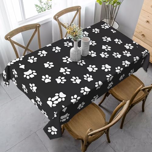 JaoXer Rechteckige Tischdecke mit Pfotenabdruck, waschbar, klassische Küchendekoration für Esstisch, Tischplatte, Party-Tischdecken JaoXer Rechteckige Tischdecke mit Pfotenabdruck, waschbar, klassische Küchendekoration für Esstisch, Tischplatte, Party-Tischdecken von JaoXer