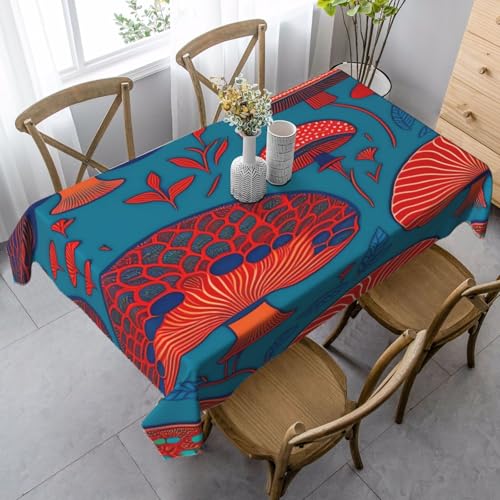 JaoXer Rechteckige Tischdecke mit Pilz- und Blätteraufdruck, waschbar, klassische Küchendekoration für Esstisch, Tischplatte, Party-Tischdecken JaoXer Rechteckige Tischdecke mit Pilz- und Blätteraufdruck, waschbar, klassische Küchendekoration für Esstisch, Tischplatte, Party-Tischdecken von JaoXer