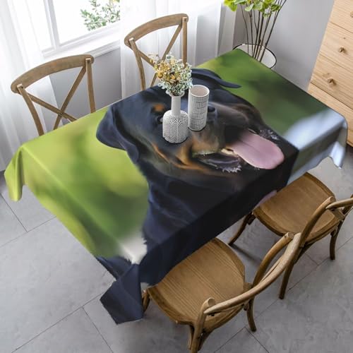 JaoXer Rechteckige Tischdecke mit Rottweiler-Tapetendruck, waschbar, klassische Küchendekoration für Esstisch, Tischplatte, Party-Tischdecken JaoXer Rechteckige Tischdecke mit Rottweiler-Tapetendruck, waschbar, klassische Küchendekoration für Esstisch, Tischplatte, Party-Tischdecken von JaoXer