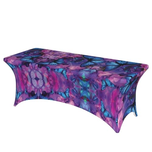 JaoXer Rechteckige Tischdecke mit Schmetterlingsdruck, abwischbar, dehnbar, langlebig, für den Innen- und Außenbereich JaoXer Rechteckige Tischdecke mit Schmetterlingsdruck, abwischbar, dehnbar, langlebig, für den Innen- und Außenbereich von JaoXer