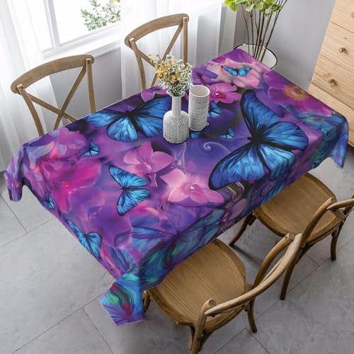 JaoXer Rechteckige Tischdecke mit Schmetterlingsdruck, waschbar, klassische Küchendekoration für Esstisch, Tischplatte, Party-Tischdecken JaoXer Rechteckige Tischdecke mit Schmetterlingsdruck, waschbar, klassische Küchendekoration für Esstisch, Tischplatte, Party-Tischdecken von JaoXer