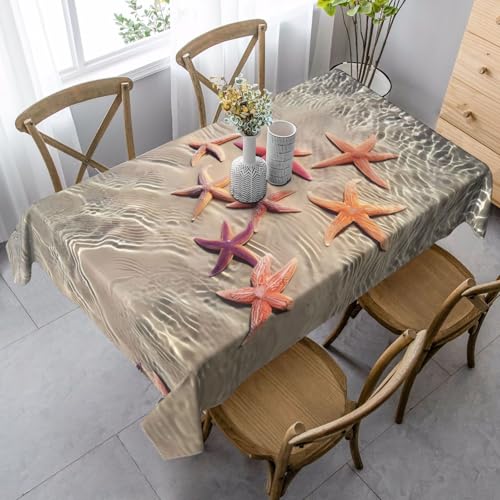 JaoXer Rechteckige Tischdecke mit Seestern-Motiv, waschbar, klassische Küchendekoration für Esstisch, Tischplatte, Party-Tischdecken JaoXer Rechteckige Tischdecke mit Seestern-Motiv, waschbar, klassische Küchendekoration für Esstisch, Tischplatte, Party-Tischdecken von JaoXer