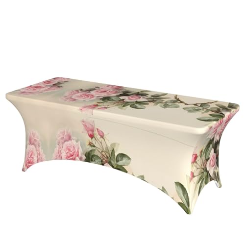 JaoXer Rechteckige Tischdecke mit Vintage-Rosen-Druck, abwischbar, dehnbar, langlebig, für den Innen- und Außenbereich JaoXer Rechteckige Tischdecke mit Vintage-Rosen-Druck, abwischbar, dehnbar, langlebig, für den Innen- und Außenbereich von JaoXer